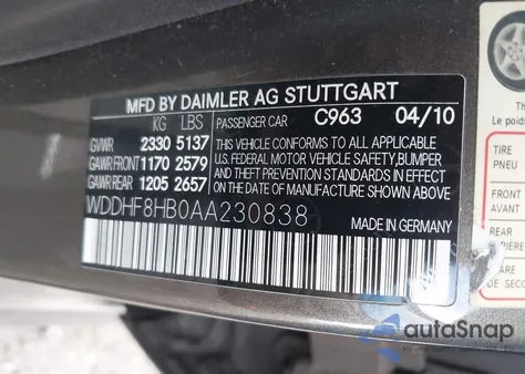 2010 Mercedes-Benz E 350 4Matic z USA, uszkodzony, nr VIN WDDHF8HB0AA230838